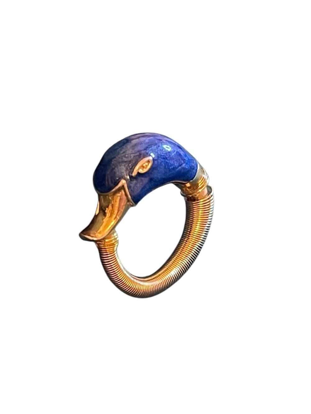 *RARE* Vintage Orena Paris Mallard Duck Head Coiled Stretch Ring - Picture 5 of 11